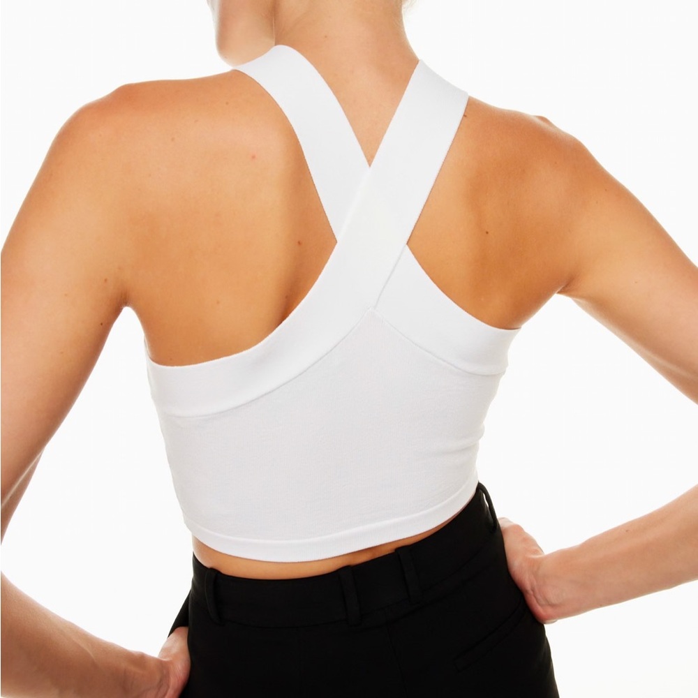 Babaton White Ribbed Cross-Back Top - Picture 6 of 7
